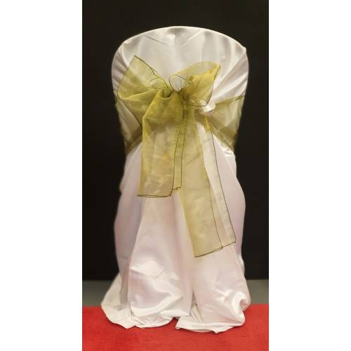 Chair Cover Sash, Organza Olive Green